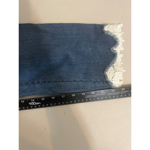 Inc Skinny Leg Regular Fit Jean Lace Hem inset Sz 14P Medium Wash Button Fly boh - Picture 9 of 11